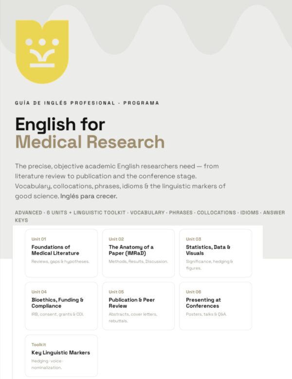 Guía de Inglés Profesional: English for Medical Research (E-book )