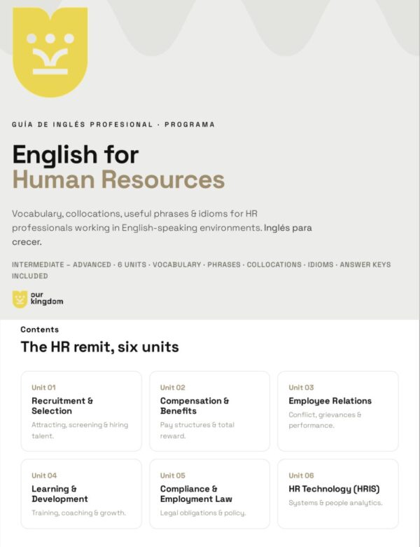 Untitled design (8) English for Human Resources - Guía de Inglés Profesional
